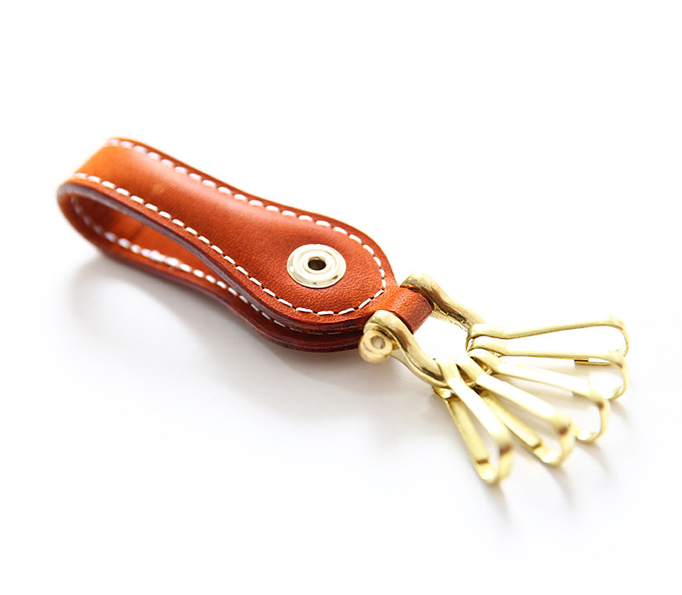 Брелок 手工植鞣牛皮钥匙扣男士简约头层真皮纯铜五金腰挂财布扣钥匙串 Cattle breeders