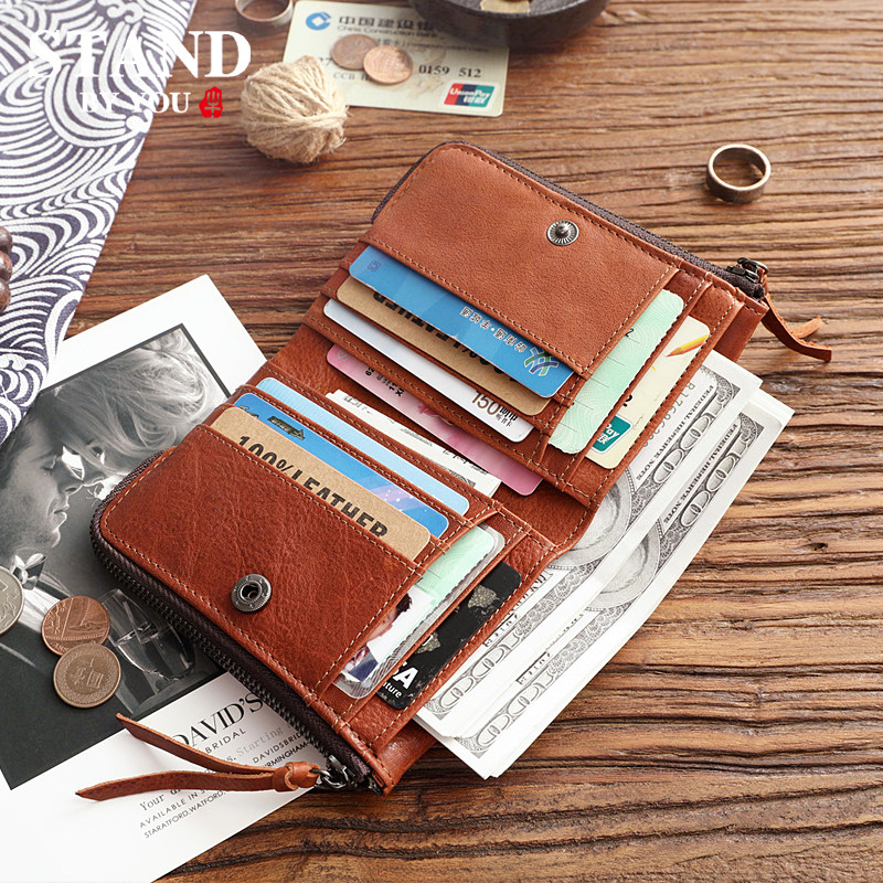 Men's wallet Male Short Leather Vertical BUCKLE ZERO WALLET Versatile Leather Wallet CALF LEATHER MONEY CLIP