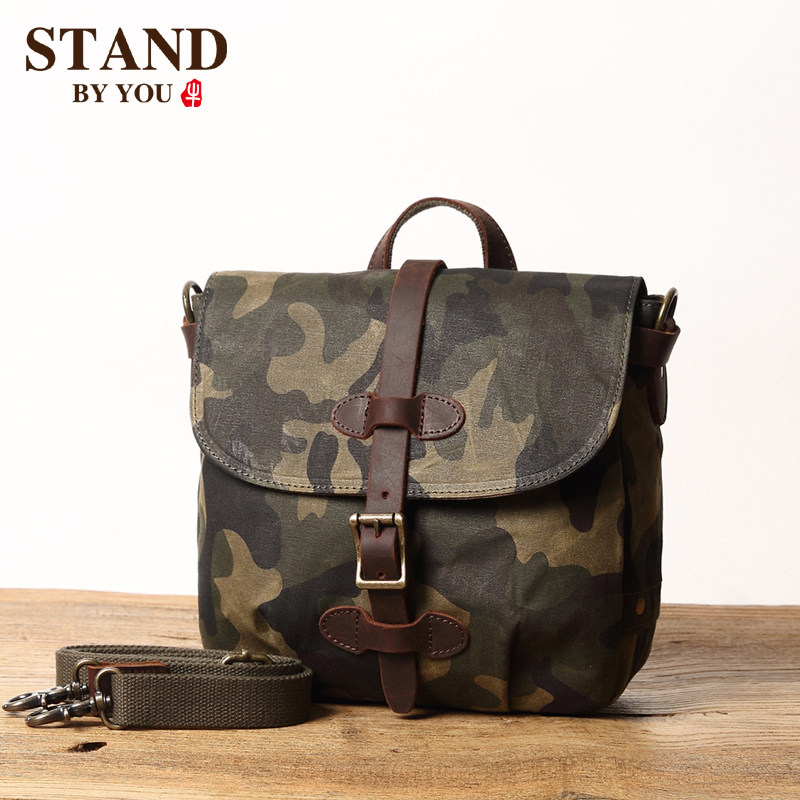 Retro men's canvas messenger bag casual bag camouflage canvas bag men's shoulder bag trendy shoulder bag big bag 2