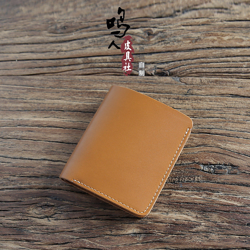 Men's Small Wallet Retro Handmade Ultra Slim Full Cow Leather Girl Leather Wallet Lettering Lettering Mini Short ZERO wallet