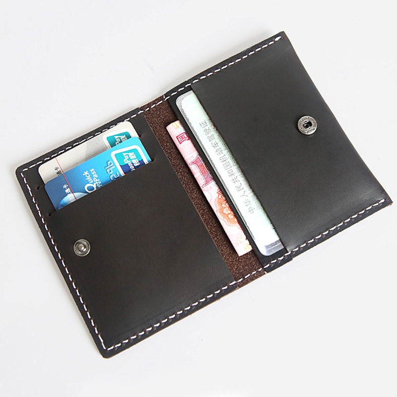Men's Retro Leather Multi-card Small Card Holder Leather Bank Card Holder Ladies Two-Discount Buckle Business Card Holder Lettering