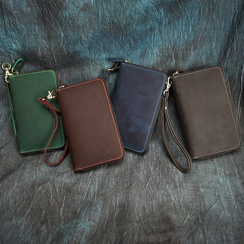 Men's Leather Wallet Retro Crazy Horse Leather Leather Wallet Short Clutch Bag Youth Casual Wallet Clutch Women