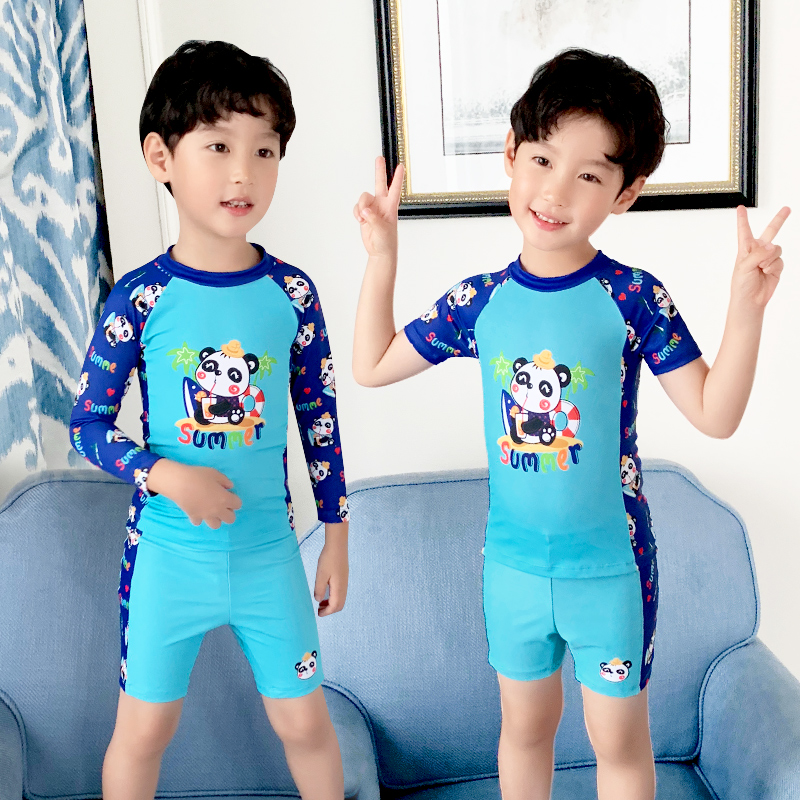 Youyou children's swimsuit boy middle and Big Boy split cartoon long sleeve swimsuit hot spring swimming trunks set swimming equipment