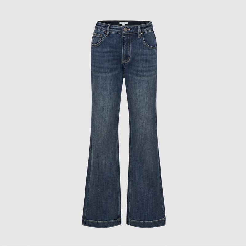 Ur Domestic 2025 Winter Women's Fashion Simple Basic Washed Flared Denim Pants Uyb850009