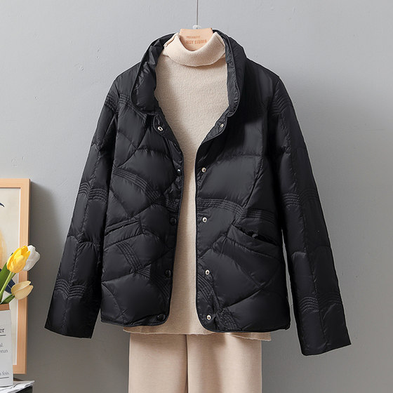 2024 New Xiangyun Down Jacket Women's Short Stand Collar Thin White Duck Down Fashionable Autumn and Winter Small Lightweight Jacket