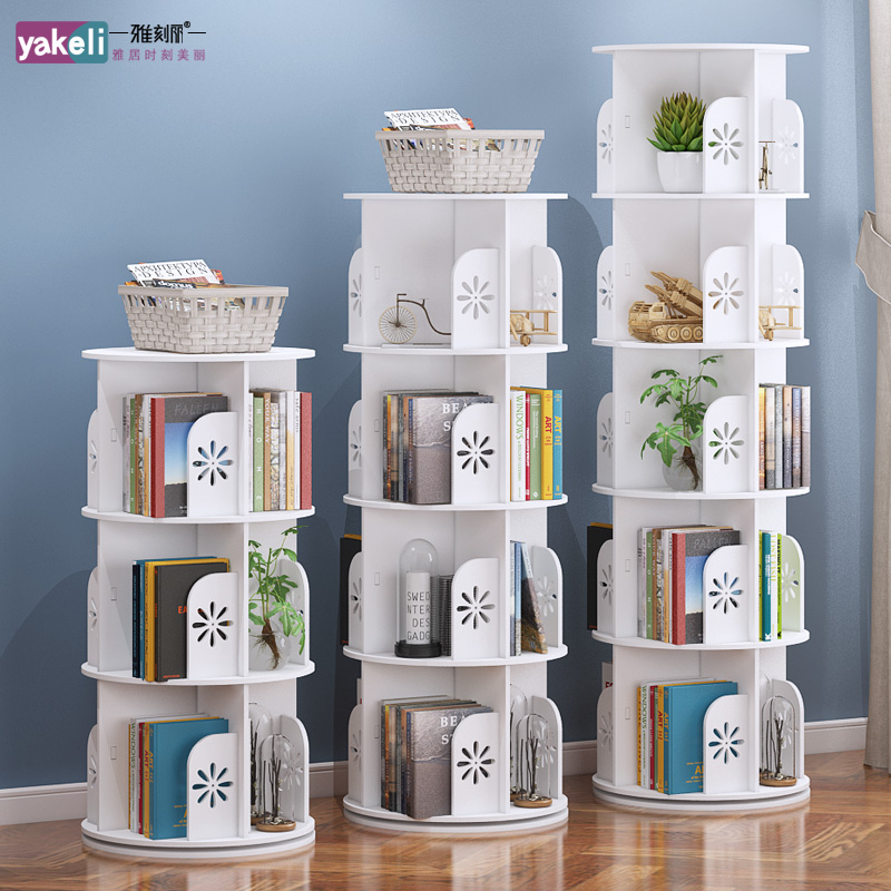 Creative Swivel Bookshelves 360 Degrees Bookcase Ground Modern Minimalist Shelf Children Table Simple Student Bookshelves