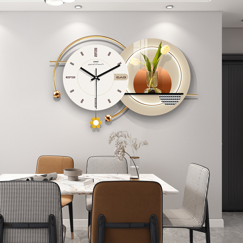 Creative Light Extravagant Timepiece Hanging Clock Living Room Mute Modern Minimalist Atmosphere Home Fashion Restaurant Hanging Table Clock Wall Lights-Taobao
