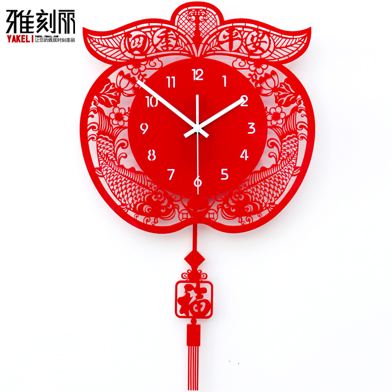 Jassily watches and clocks hung in the living room mute Chinese wind modern minimalist creative trend fashion art Apple clock
