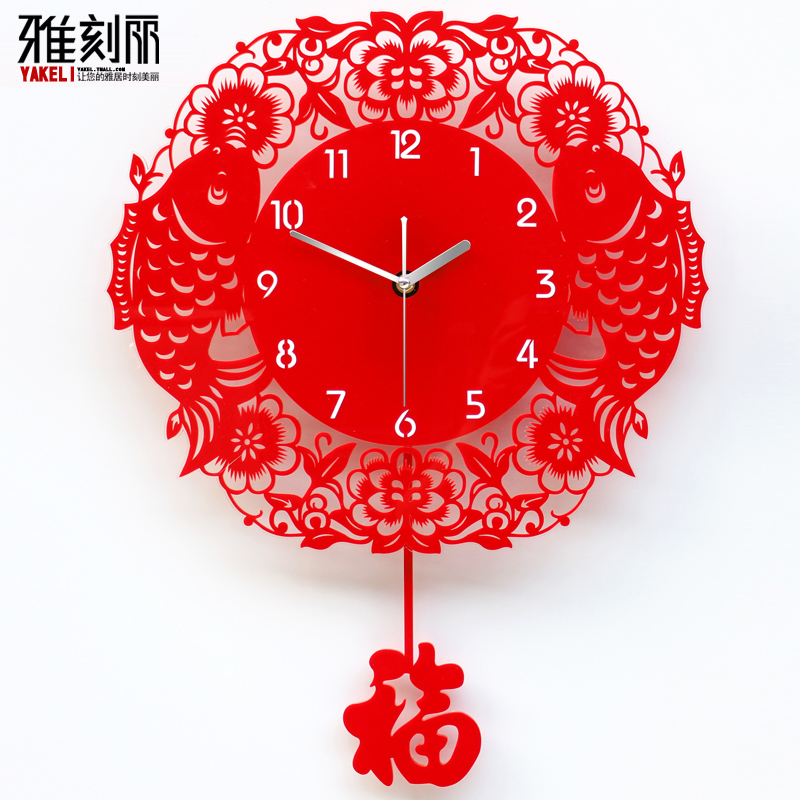 Yakuli middle-style wall clock living room mute creative fashion art clock modern simple hanging watch decoration quartz clock