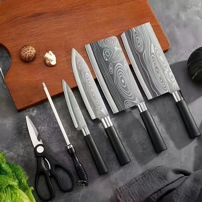 Kitchen knife Home Stainless Steel Kitchen Knives Combine Suit With Machete Knife Sliced Knife Chefs Knife Scissors Kitchenware Complete-Taobao