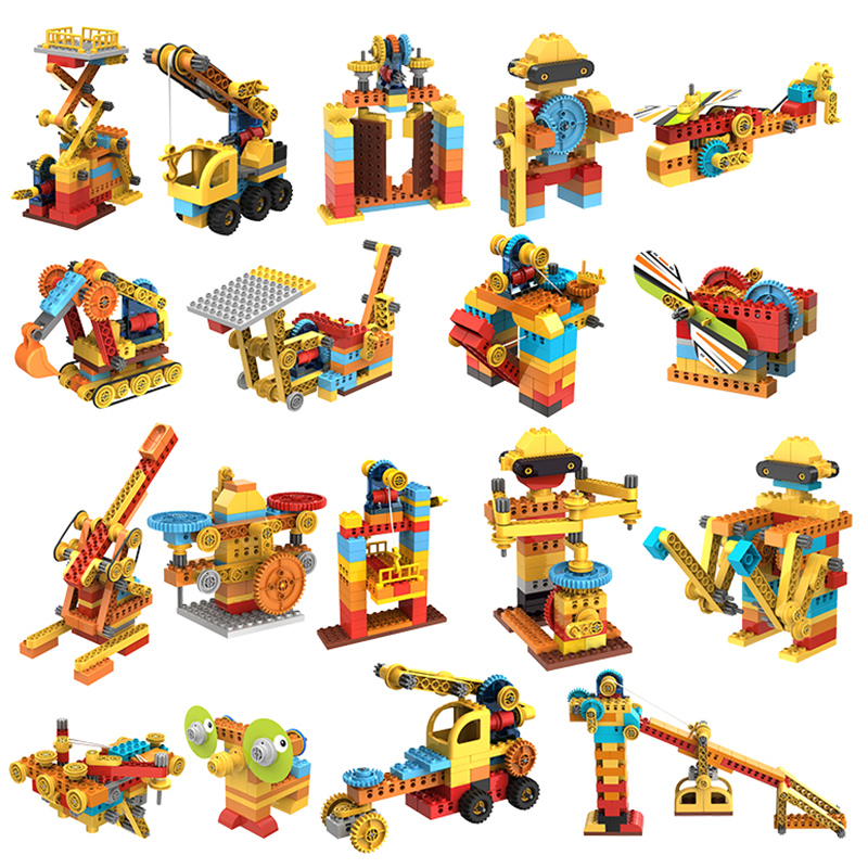 Large Grain Collag Splicing coeducational series Puzzle Toys Children Building Blocks Mechanical Group Gear Male girl moving brain