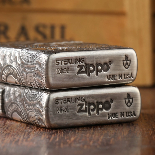 zippo Мужская оригинальная зажигалка на керосине, серебро 925 пробы, подарок на день рождения