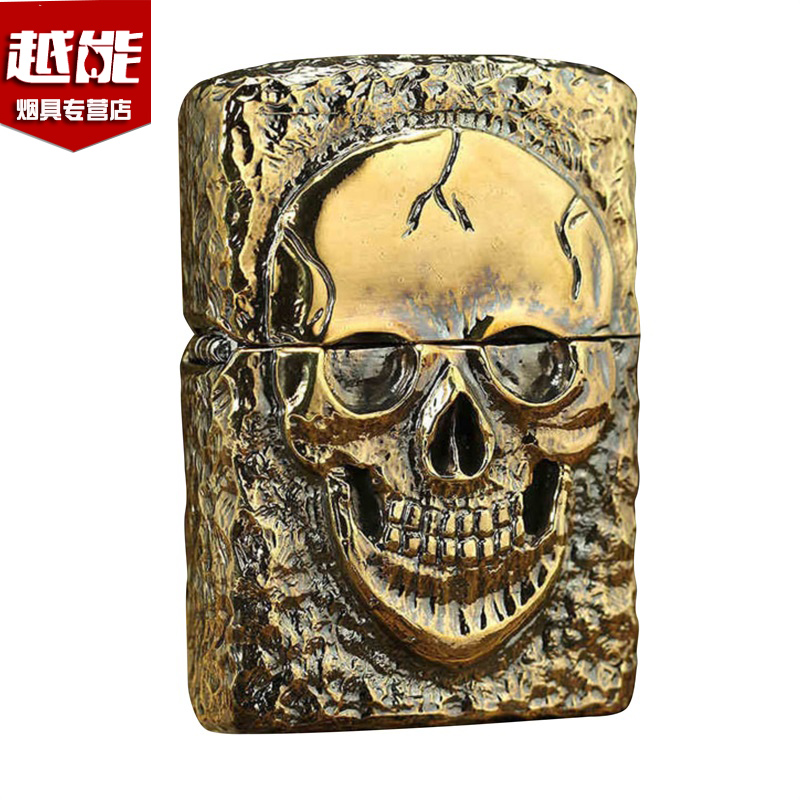 ZIPPO Sesame Oil Male Windproof Lighter Heavy Armor thickened Five-face Carved Skeleton limited ZP