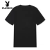 Playboy Summer Men Áo thun ngắn tay Áo sơ mi kẻ sọc Xu hướng hàng đầu Slim Một nửa tay áo cổ thuyền phi công nam mặc - Áo phông dài