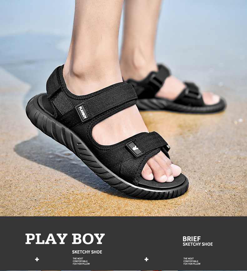 Playboy Sandals nam 2018 mùa hè mới Hàn Quốc sinh viên dép cá tính và dép hợp thời trang giản dị giày bãi biển