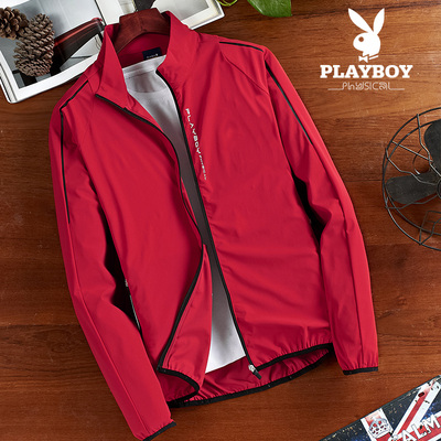 Playboy áo khoác nam mùa xuân mỏng áo giản dị thời trang áo gió thể thao nam sinh viên áo khoác mỏng Áo gió