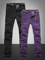 Assault pants men and women winter plus velvet thickened warm and windproof waterproof elastic fleece soft shell outdoor cycling hiking pants