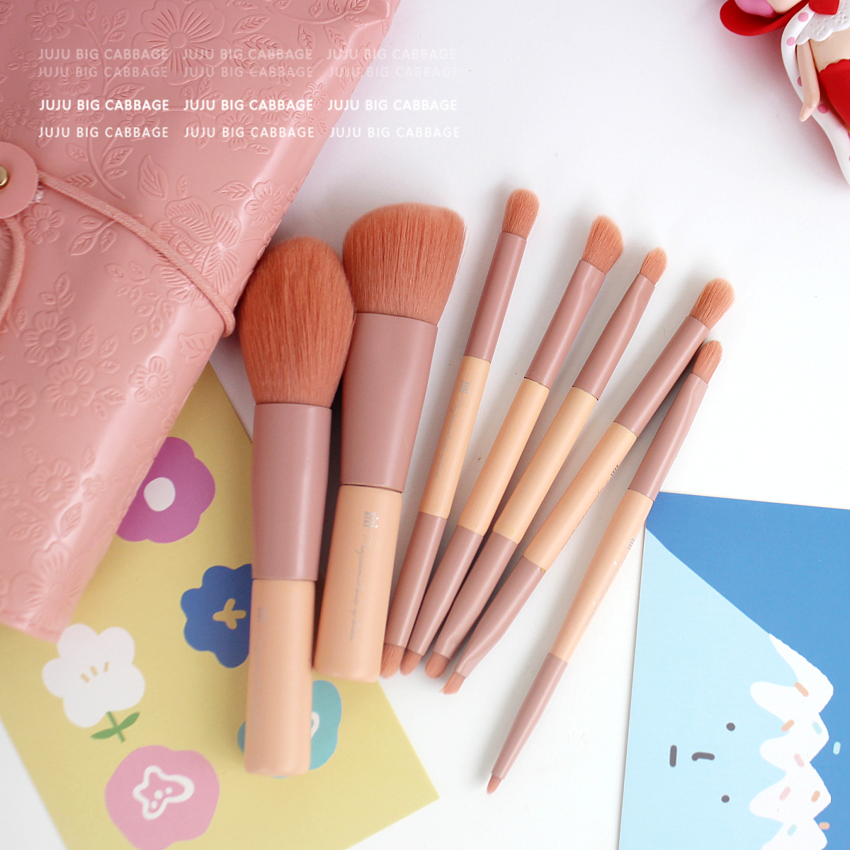 Cherry Blossom Pink Girl Makeup Brushed Brush ~ xixi7 Pieces High Light Brushed Eyewear Brush Eye Shadow Brush Eyebrow Brush Lip Brush Full Suit