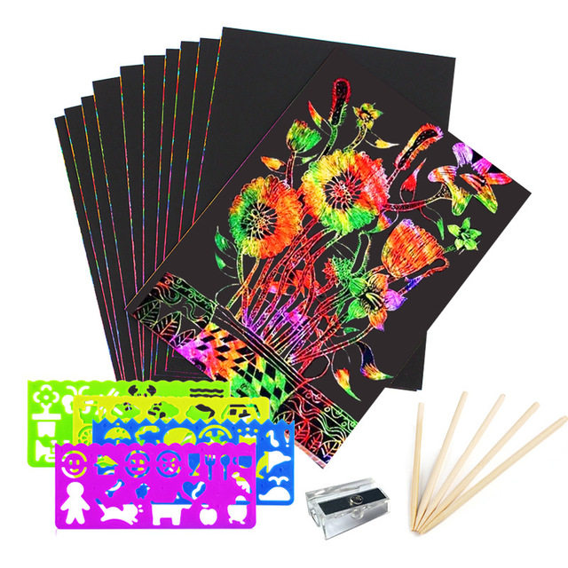 Cartoon scrapbook This paper Children DIY Kindergarten Creative Fine Art Painting Material 8K16K The Pen Dazzling Puzzle