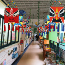 Peking Opera Face China Wind Featured Face Spectral Wood Hanging Accessories Kindergarten Children Fine Arts DIY painted parent-child activity Materials