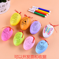 Color Eggshell 4 6 Color Dress Children Drawing Kindergarten School Fine Art Painted Painting Watercolor Pen Graffiti Colorful Eggs