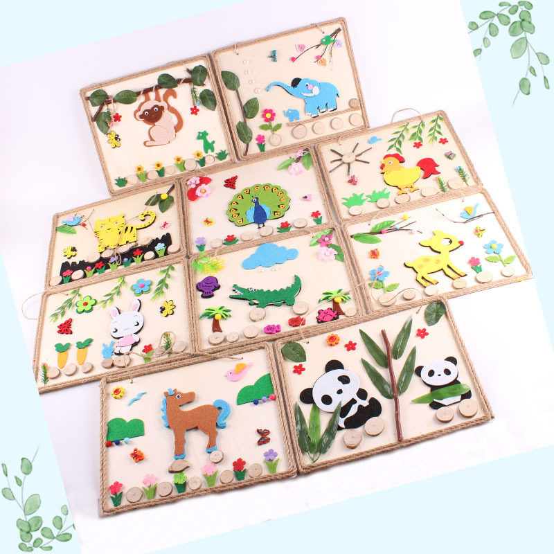 diy animal children's puzzle toy nursery handcrafted material puzzle toy material bag air hanging accessories