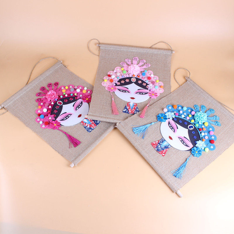 Kindergarten Hallway Classroom Air Hanging Accessories Decorative materials Peking Opera Characters hangings Hemp Cloth Wall Wall-mounted Retro Wind