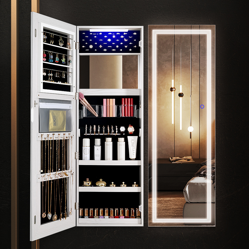 Yangyuan full-length mirror Household wall-mounted mirror with lamp Floor-to-ceiling storage cabinet Bedroom full-length mirror Full-length mirror 6139