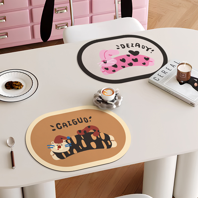 Cartoon Placemats for Elementary School Students, Dopamine Leather Placemats, Waterproof Bowl Mats, Heat-Resistant Mats, High-Temperature Resistant Table Mats Cartoon Placemats for Elementary School Students, Dopamine Leather Placemats, Waterproof Bowl Mats, Heat-Resistant Mats, High-Temperature Resistant Table Mats
