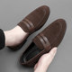 2024 Spring New Slip-On Lazy Beanie Shoes Men's British Pointed Toe Casual Shoes Suede Leather Loaf Trendy Shoes