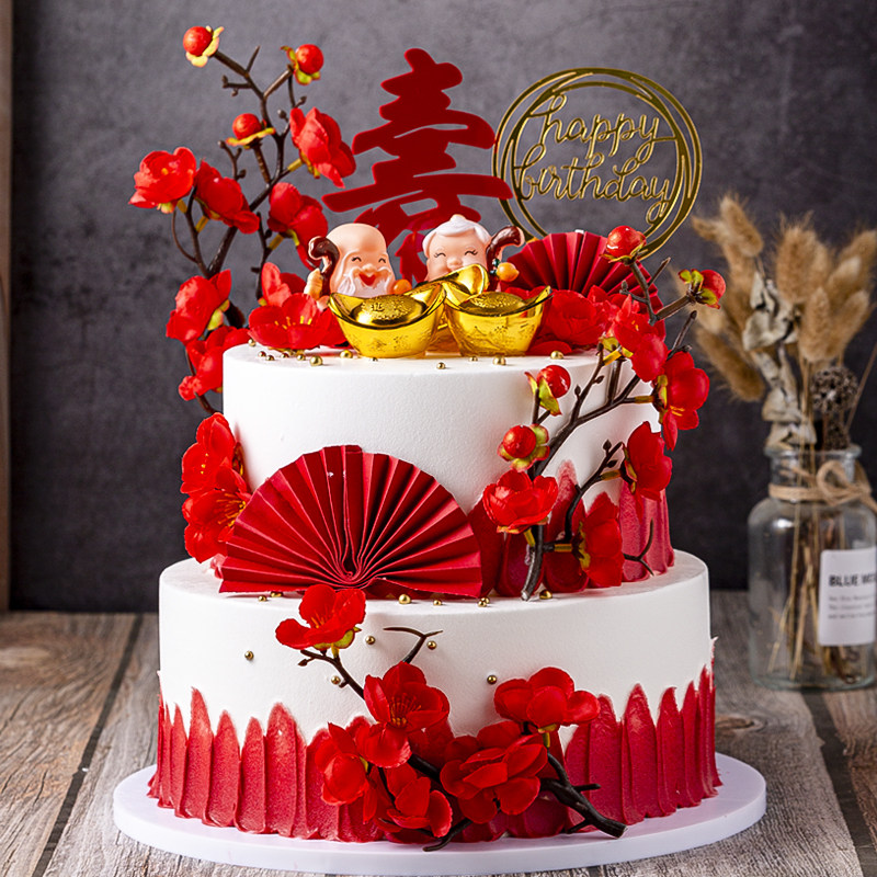 Cake Model Emulation 2022 New Double Layer Toast Birthday Cake Birthday Cake Model Shop Window Sample
