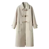 Белое длинное демисезонное шерстяное пальто, средней длины, подходит для подростков