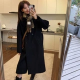 Демисезонное небольшое шерстяное двусторонное кашемировое длинное шерстяное пальто, средней длины, подходит для подростков