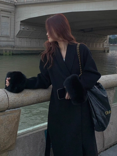 Съемный двусторонний кашемировый шерстяной пуховик, шерстяное пальто