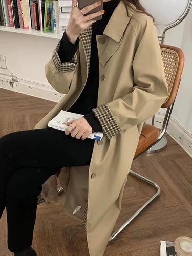 Плащ, весенняя осенняя длинная ретро куртка, средней длины, подходит для подростков, изысканный стиль