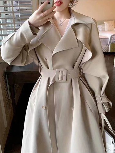 Белый плащ, длинная осенняя куртка, осенний приталенный корсет, средней длины, по фигуре, подходит для подростков, в британском стиле