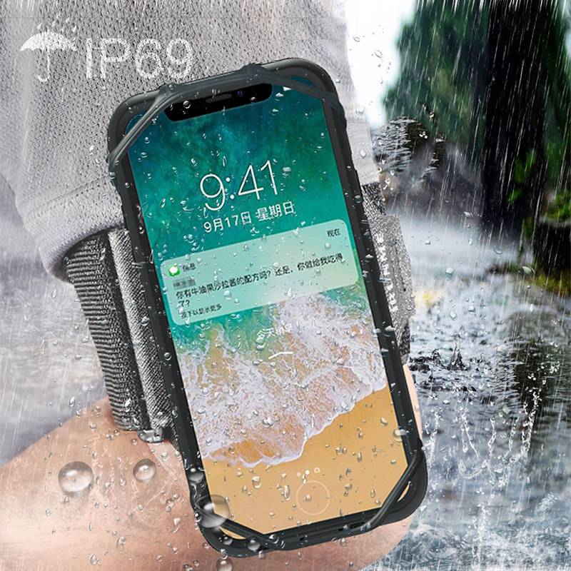 Apple 11 waterproof phone arm case iPhone 13 protective suit 12Pro running anti-fall rain-proof 13 Promax sealed swimming drift suit takeaway convenient hanging arm riot prevention