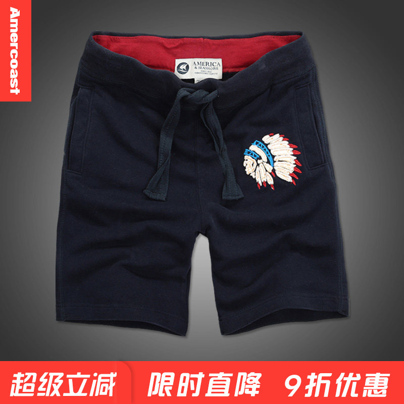 American Coast Af Shorts for Men, Trendy Brand, Pure Cotton, Embroidered, Casual Five-Point Shorts, Men's Pants, Mid-Length Pants, Summer Wear