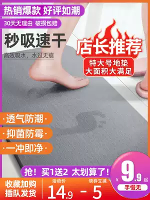 Diatom mud absorbent cool pad seaweed foot pad toilet toilet powder room door non-slip household quick-drying bathroom diatomaceous earth mat