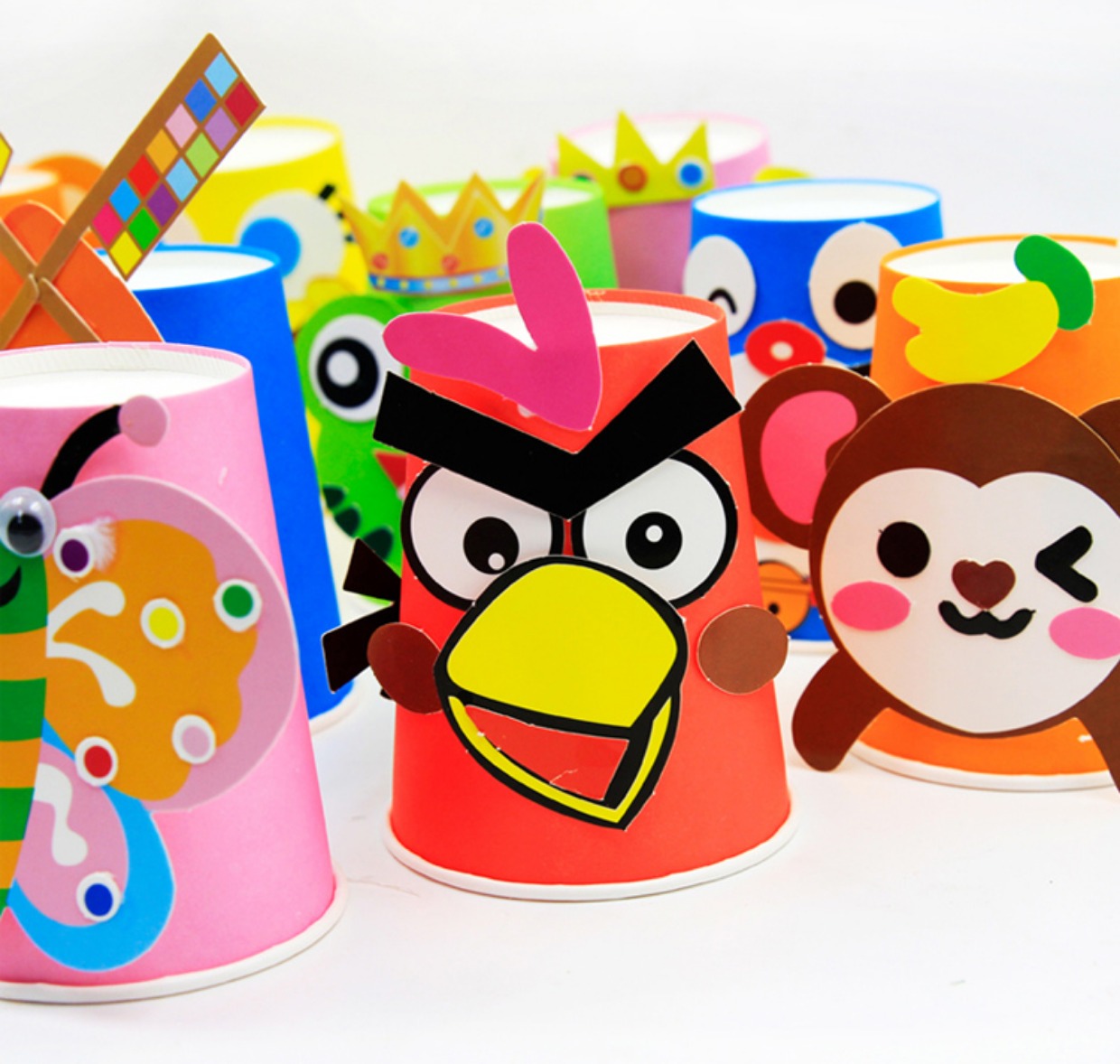 Câu đố mẫu giáo handmade tự làm giấy cốc động vật dán sáng tạo bức tranh trẻ em tài liệu sản xuất gói nhỏ đồ chơi trường trung học đồ chơi tự tạo mầm non