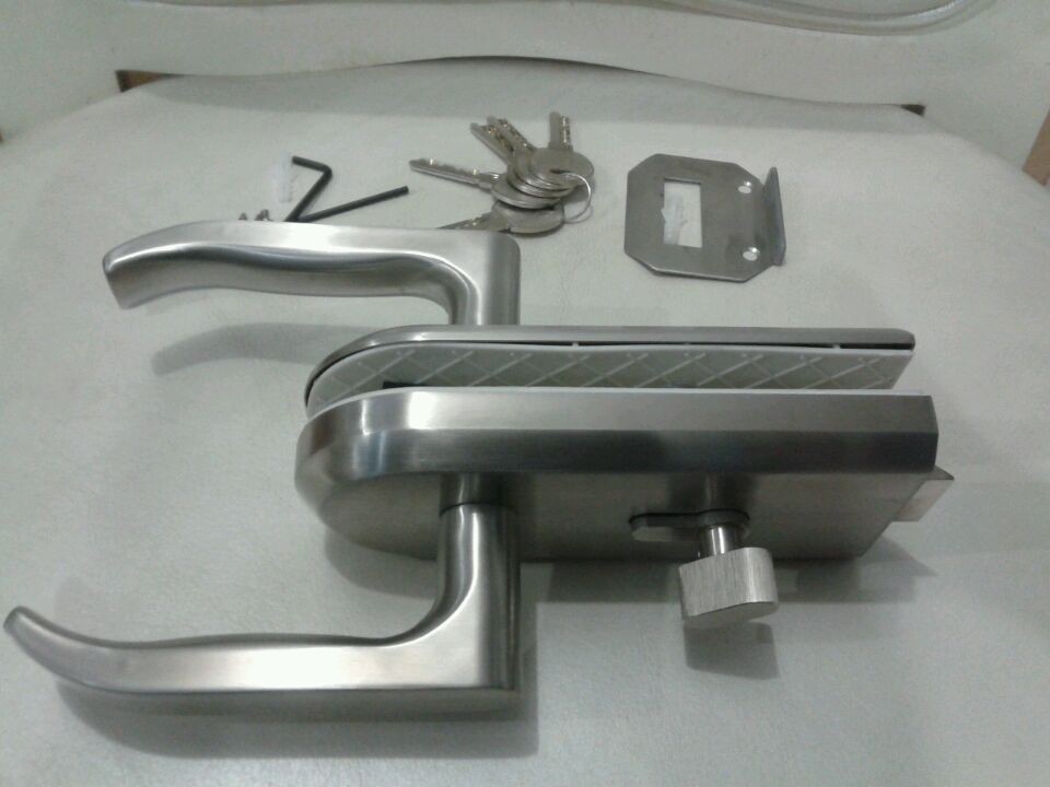 Luxury glass door handle lock flat mouth wrong mouth single open double door glass door lock office glass partition lock