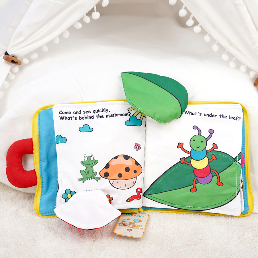 Multifunctional baby 3D stereo cloth book baby early education Puzzle Ripping without rotten cloth book 0-3-6-12-year-old toy