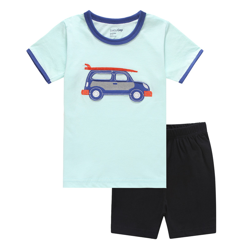 trẻ em ngắn tay mới đồ ngủ nhà xe ngắn thiết lập trai childrens bông nhà T-shirt ngắn tay quần short quần áo.