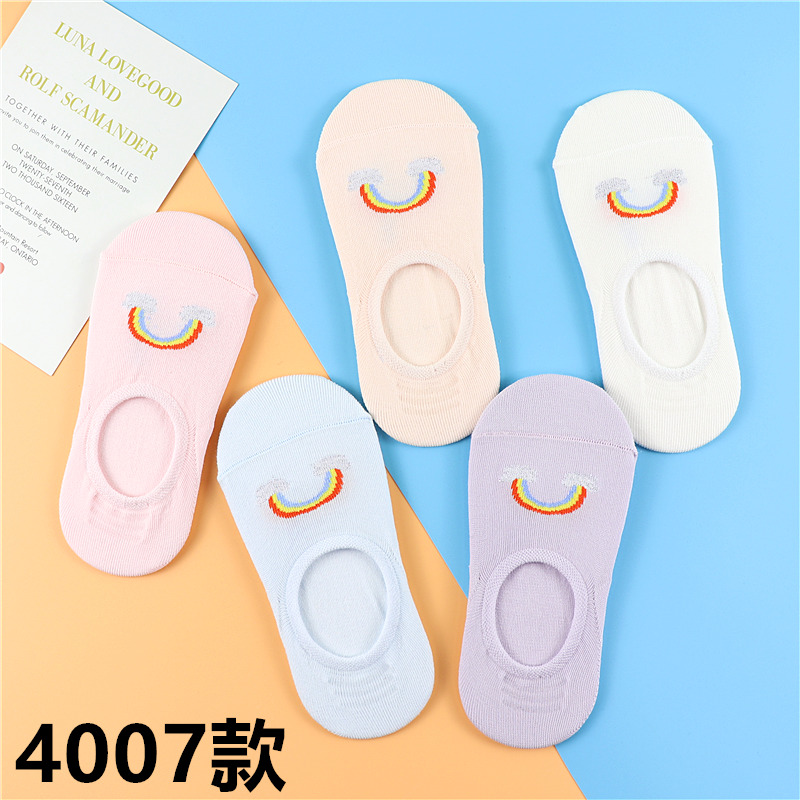 Trẻ em vớ vớ thuyền vô hình sinh viên silicone chống trượt chàng trai vừa lớn và trẻ em gái vớ cotton vào mùa xuân và mùa thu mùa hè mỏng.