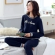 Đồ ngủ phụ nữ mùa thu và mùa đông bông không khí ấm áp dài tay áo pull cotton tinh khiết xen kẽ dày dặn dịch vụ tại nhà phụ nữ bộ đồ mỏng chần bông - Giống cái