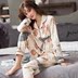 Bộ đồ ngủ nữ mùa xuân và mùa thu cotton dài tay quần áo nhà cotton mùa xuân và mùa hè trung niên béo mẹ tăng đang thiết lập. 