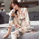 Bộ đồ ngủ nữ mùa xuân và mùa thu cotton dài tay quần áo nhà cotton mùa xuân và mùa hè trung niên béo mẹ tăng đang thiết lập.