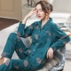 Đồ ngủ nữ mùa xuân và mùa thu mẫu của bà mẹ trung niên và cao tuổi cotton thuần cotton plus size trung niên đồ ngủ dài tay xuân hè dịch vụ tại nhà - Nam giới