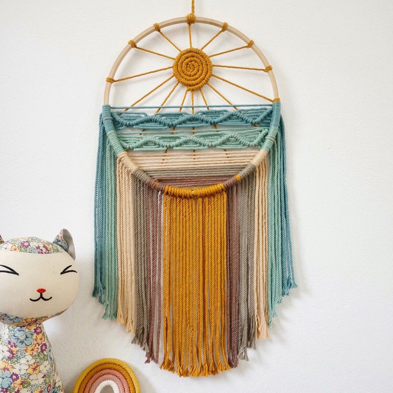 Hand-Woven Tapestry with Tassels, Sunrise and Sunset, Bohemian Style, Living Room, Bedroom, Room Background Wall Decoration, Wall Hanging Hand-Woven Tapestry with Tassels, Sunrise and Sunset, Bohemian Style, Living Room, Bedroom, Room Background Wall Decoration, Wall Hanging