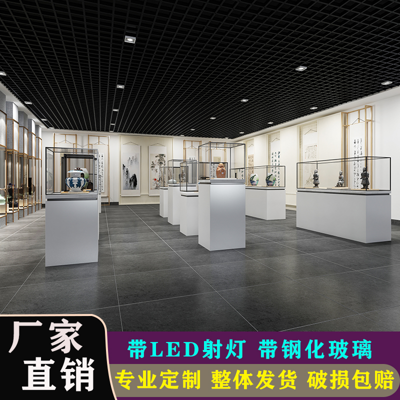 Museum exhibition cabinet Jewelry Emerald Artifacts Display Case Boutique Model Antique Display Desk Exhibition Hall Sample Glass Cabinet